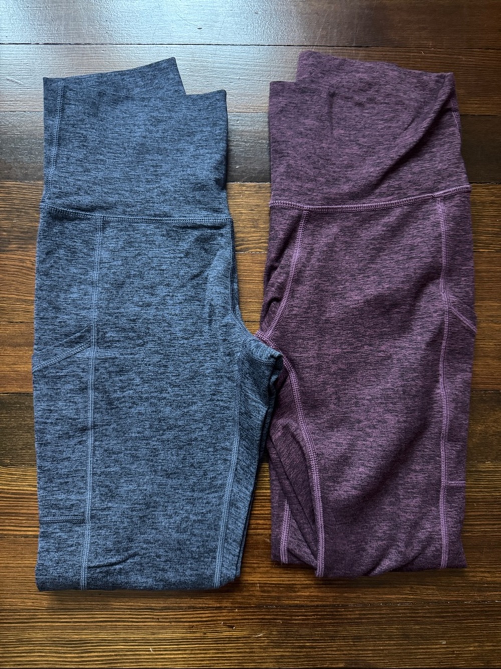 Woman’s High-Waist Athletic Leggings - Blue and Purple